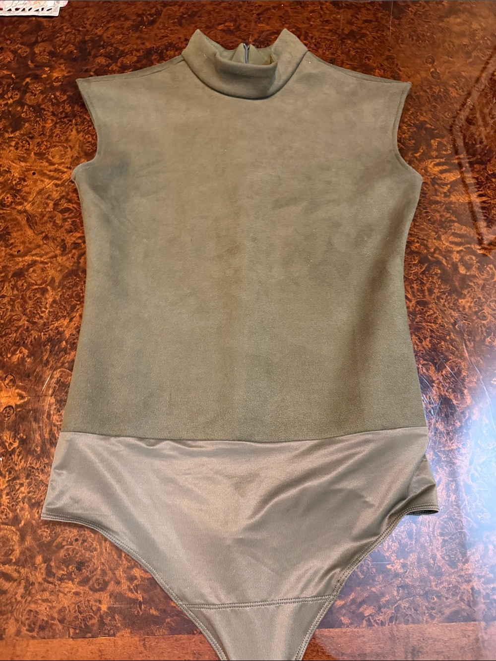 SPANX Olive Green Sleeveless Mock-Neck Bodysuit